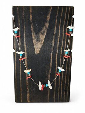 Vintage 1970s Southwestern Handstrung Fetish Firebird Liquid Silver Necklace